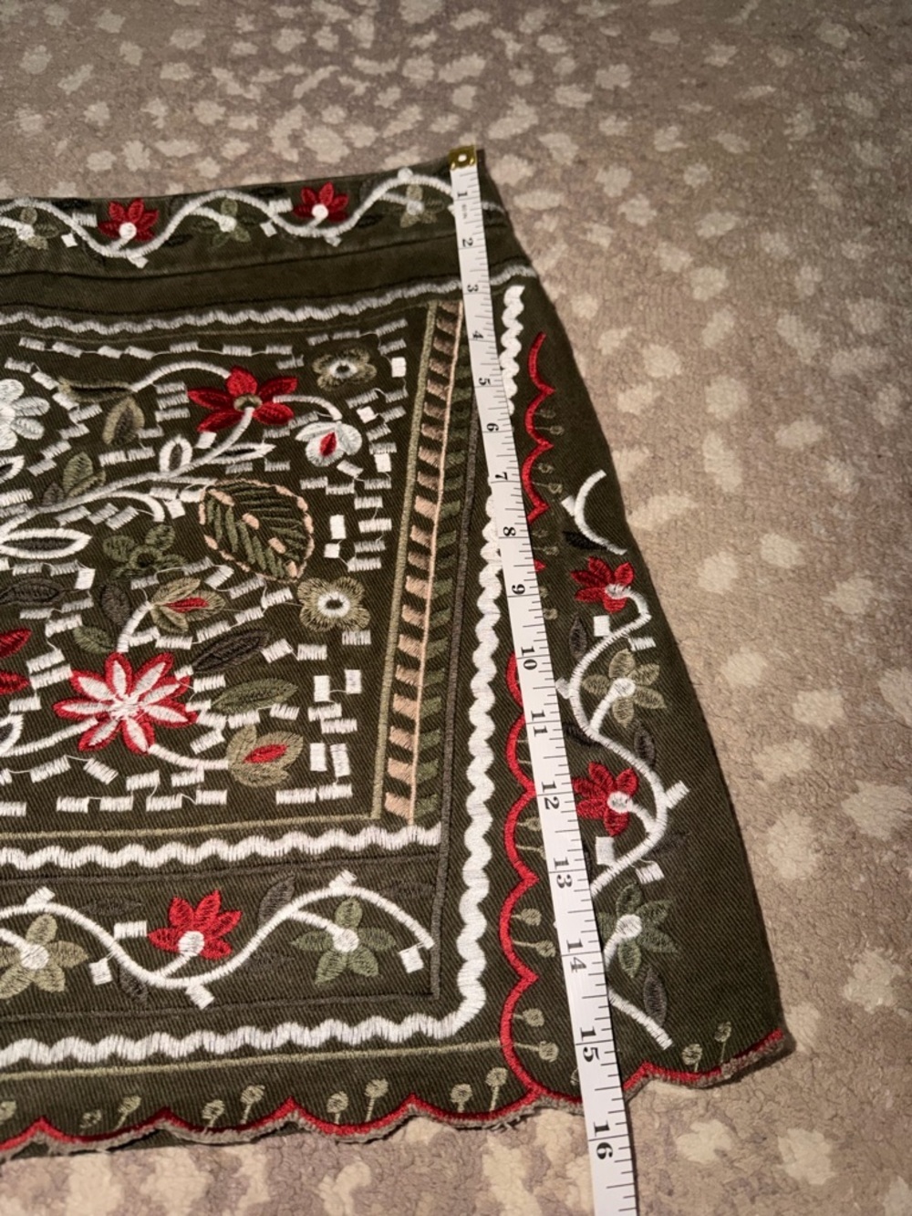 Blue Rain Embroidered Boho Mini Skirt Floral Folk Size L Bohemian - Picture 6 of 6